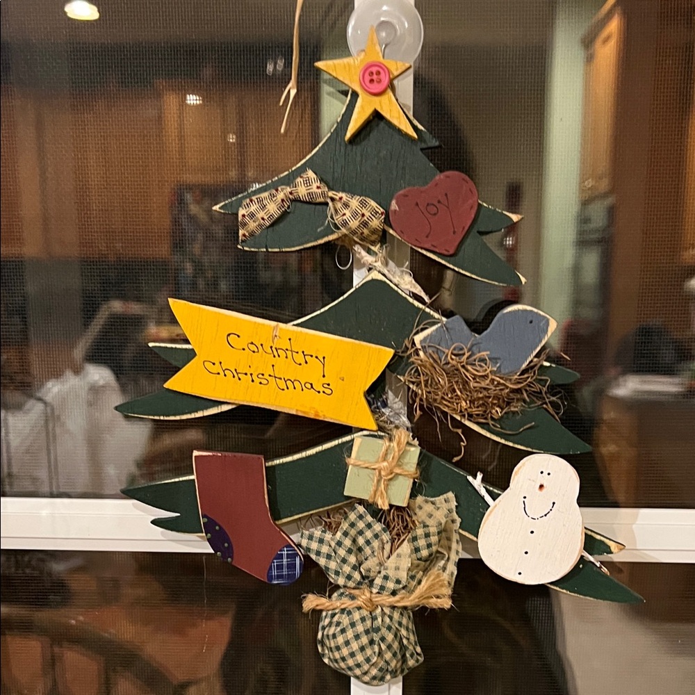 Country Christmas Tree Decoration - Green and Yellow